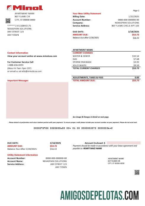 Para baixar modelo de conta de serviços públicos dos EUA Texas Minol em formatos Word e PDF